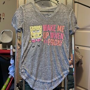 Nickelodeon SpongeBob SquarePants Wake Me When It's Friday V-Neck Tee size M